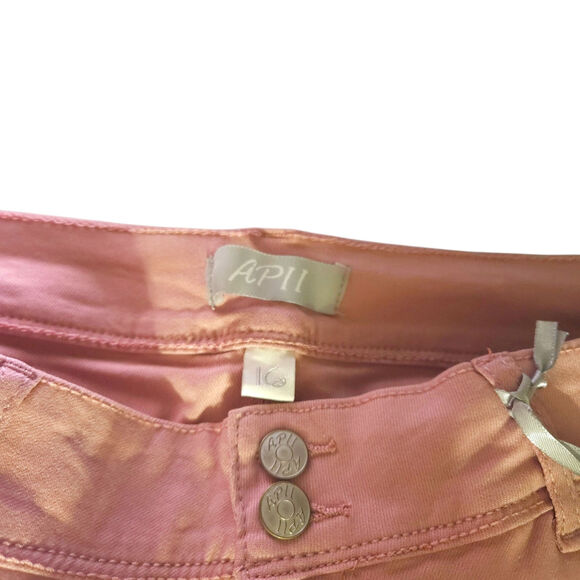 APII Sculpt Lift Cropped Pants Rose Pink Rolled Cuff Zip Fly 16 [30x21] NWT - Picture 4 of 7